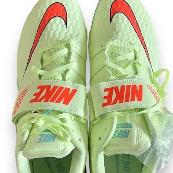 Nike High Jump Elite Spikes Barely Volt/Bright Orange 806561-700 Mens size 9 New - Picture 6 of 7